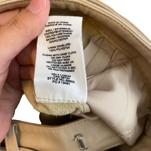 Avec Les Filles Faux Leather High Rise Belted Cream Pants Size Small - Picture 14 of 14